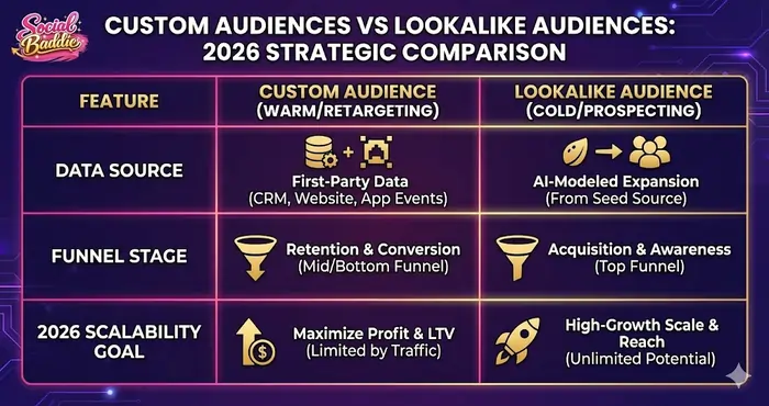 Custom Audiences vs Lookalike Audiences in Meta Ads: The 2026 Performance Blueprint