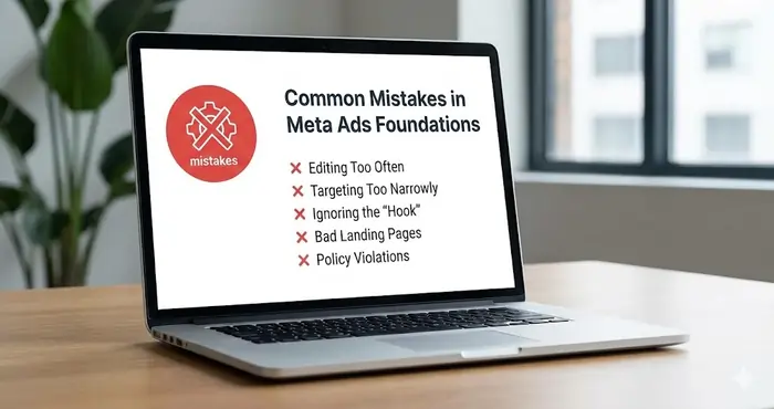 Beginner guide visual explaining Facebook and Instagram ad setup.
